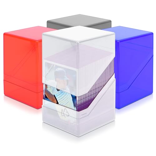 Homthy 4 Pack Card Deck Cases for Trading Cards, Acrylic Card Storage Boxes Holding 100+ Sleeved Cards Fit for MTG,TCG Sports Cards, Game Card Standard Cards