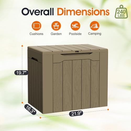 Image of Greesum 33 Gallon Outdoor PP Storage Container, All Weather Resisitant Storage Box, Coffee