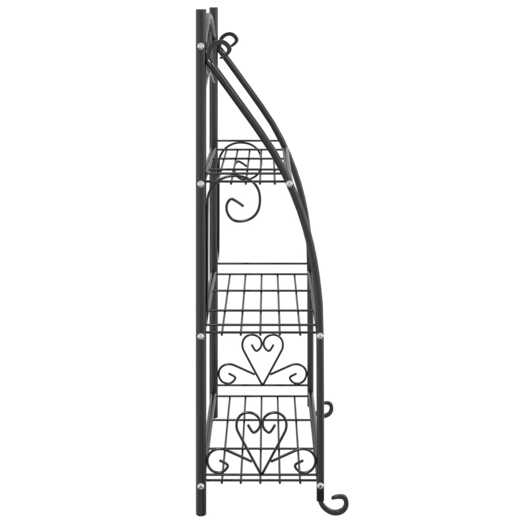 Blumenregal Schwarz 56x30x96 cm Stahl Pflanzenständer wetterfest für Außenbereich Balkon Garten Wohnzimmer dreistöckig Metall Pflanzenregal freistehend Leiterregal Blumentreppe