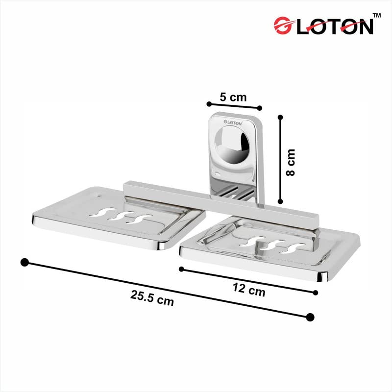 Image of GLOTON Square Wall-Mounted Stainless Steel Toothbrush Holder with Soap Dish & Tumbler Stand - Soap and Brush Organizer for Bathroom, Toothbrush Stand, Durable Bathroom Fittings & Accessories