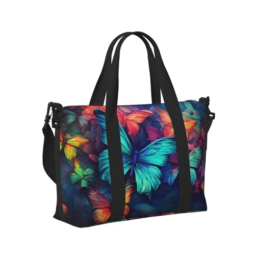 Colorful Butterfly Travel Duffel Bag Fantasy Carry On Tote Bag for Women Large Shoulder Weekender Overnight Bag Sports Gym Bag3