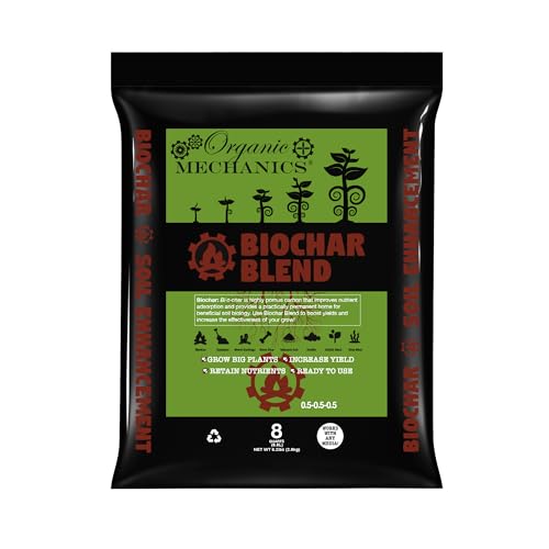 Organic Mechanics Biochar Blend Soil Amendment, 8 qt – Lifetime Amendment with Biochar, Compost, Worm Castings & Micronutrients for Bigger Plants, Higher Yields, and Healthier Soil