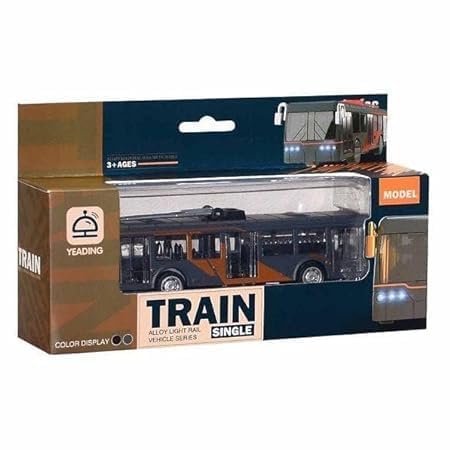 Shivaaro Pull Back Diecast Metal Bus with Music & LED Lights - Multicolor Alloy Train Bus Toy for Kids