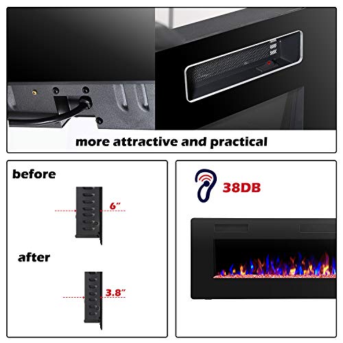 image for R.W.FLAME FElectric Fireplace Recessed and Wall Mounted 42INCH,The Thi