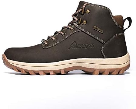 LOGS Men?s Leather Outdoor Hiking Trail Hunting Climbing Shoes Snow Boots: Warm & Comfortable & Waterproof (US 9.5,Deep Brown)