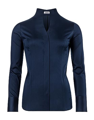 Vincenzo Boretti Bluse, Slim-fit/tailliert, Stretch, Kelchkragen - bügelleicht dunkelblau 36