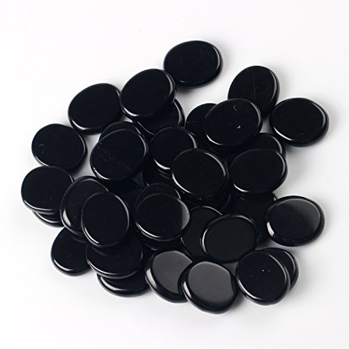 Natural Assorted 7Pieces/Lot Palm Stone Crystal Quartz Reiki Healing Chakra Free Pouch (Black Obsidian) #TOP4