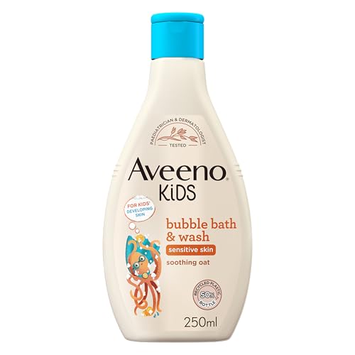 Aveeno Baby KIDS Bubble Bath & Wash 250ml | Enriched with Soothing Oat Extract | Foam Body Wash Developed for Your Little Superhero | Childrens Toiletries Sets