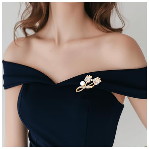 Image of wynameleri Women Brooches and Pins Flower Fashion Rhinestone Pin Gold Decorative Pins for Ladies Men