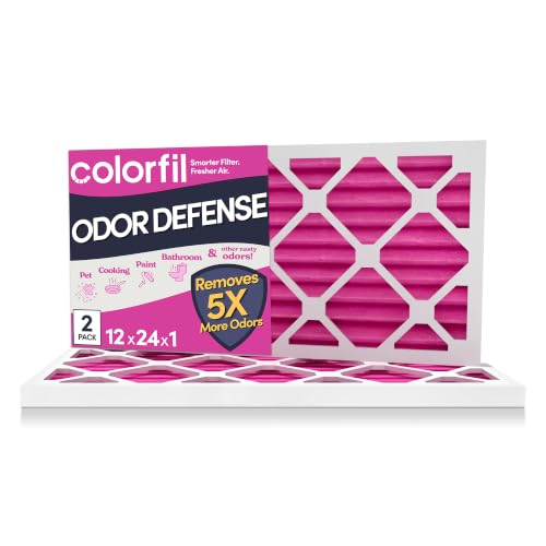 Colorfil 12x24x1 Air Filter (2-Pack) | Made in the USA | Color Changing | Remove Cat and Dog Odor | MERV 8 for Pet Hair Dander and Dust | 11.5x23.5x0.75 Exact Size