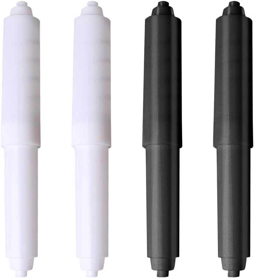 4 Pack Toilet Paper Roller, 6 Inch Toilet Paper Spring Rod, Paper Holder Roller Replacement (White and Black)
