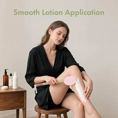 AmazerBath Lotion Applicator for Back, Feet, 2 Replacement Pads with 17 Curved Handle, Back Sunscreen Applicator for Kids, Elderly, Women, Apply Cream Medicine Moisturizer Tanner, Pink