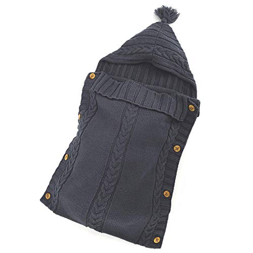 Image of XMWEALTHY Newborn Baby Wrap Swaddle Blanket Knit Wrap Blanket Bag Receiving Blankets Stroller Wrap for Baby Grey 0-6 Month