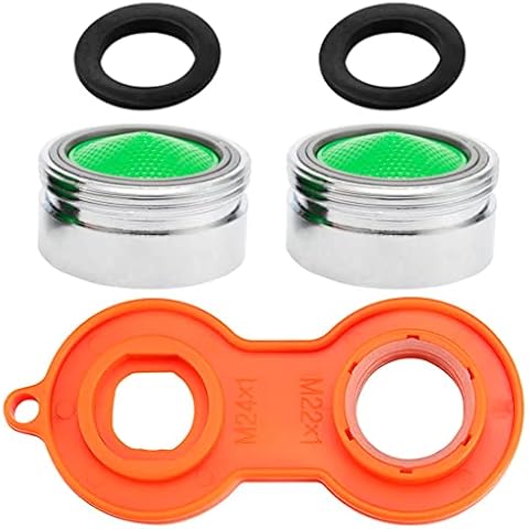 Quesuc 6pcs Strahlregler M24 Wasserhahn Sieb Einsatz+1 Schraubenschlüssel+2 Unterlegscheiben,ABS-Kunststoff-Filter Strahlregler Wasserhahn Sieb Perlator Einsatz Perlatoren ABS-Filter Cover