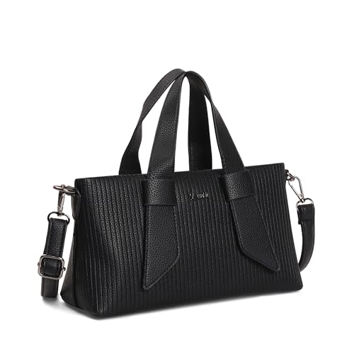 Image of EXOTIC Valeria Satchel Sling Bag for Women | Textured Leatherette Handbag with Top Handle & Detachable Crossbody Strap | Multi-Compartment Structured Purse