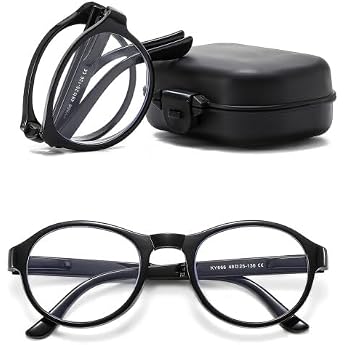 Faltbare Lesebrille Blaulichtfilter Brille Augenoptik Tragbar Anti-Blau Sehhilfe f r Damen Herren Lesehilfe mit Etui Schwarz +2.0X