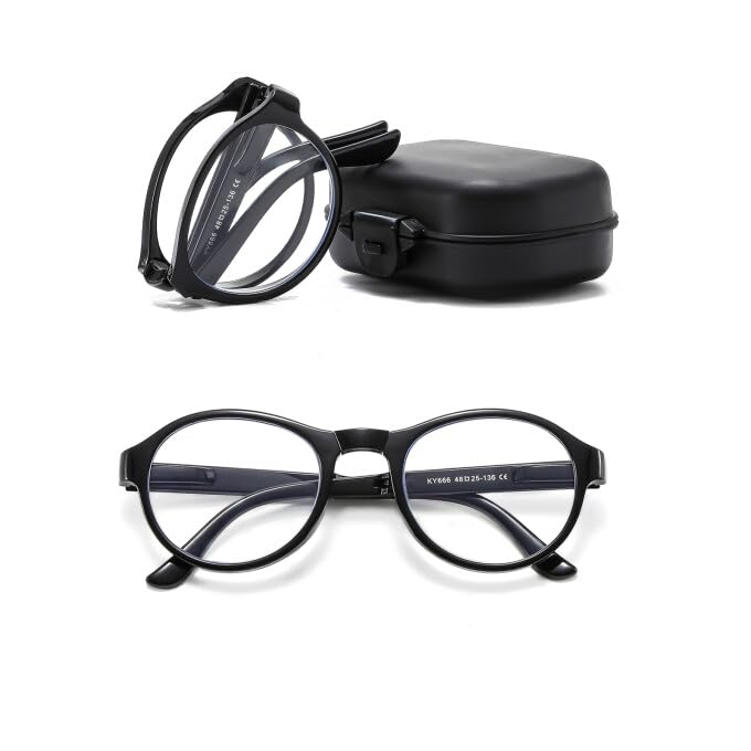 Suertree Gafas de lectura plegables con filtro de luz azul, gafas de visión portátiles, antiazul, ayuda de lectura para hombre y mujer, con funda