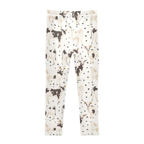 Wusikd Cows Polka Girls' Leggings Toddler Doodles Kids Yoga Pants Dance Active Tights 4T2