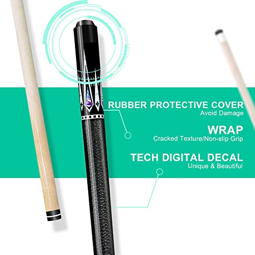 Wakefa Pool Billiard Sticks Cues Set Of 4-58 Inch Maple Wood Pool Sticks Include 18/19/ 20/21 Oz Billiard Cue Sticks And 2Pcs Pool Chalk, Pool Table Sticks Suitable For Bars, Club, Pool Table Sports #TOP3