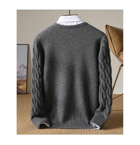 Men Thickened Cashmere Sweater 100% Merino Wool Tops O-Neck Twisted Pullover Knitted Loose Long Sleeve Sweater3