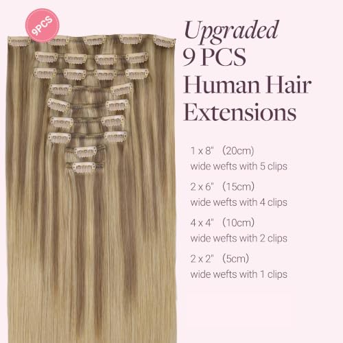 Image of GOO GOO Clip in Hair Extensions Real Human Hair Blonde Remy Extensions