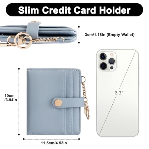 Image of Small Wallet Women Slim Bifold RFID Blocking PU Leather Card Holder Wallets with Change Pocket ID Window