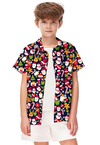 Image of Remimi Unisex Kids Halloween Shirt Boys Pumpkin Ghost Shirts Hawaii Button Up Tops 5-14 Years