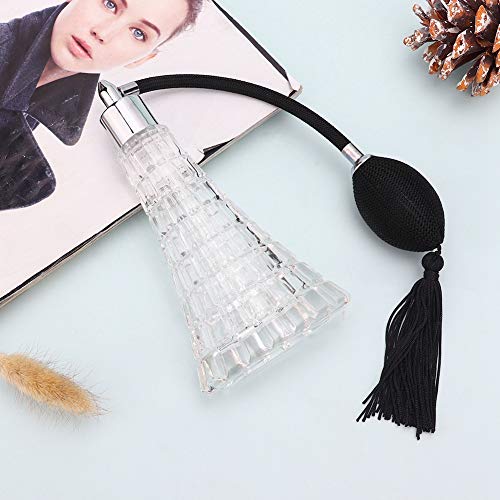 75ml / 2.53oz Refillable Vintage Perfume Bottle, Empty Glass Perfume Atomizer Spraying Bottle, Retro Perfume Bulb Sprayer with Antique Black Bulb and Tassel2