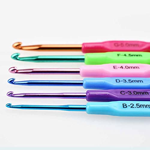 RangTeq Pack of 6 Crochet Hooks 2Mm-5Mm Aluminium Knitting Needles Crochet Kit