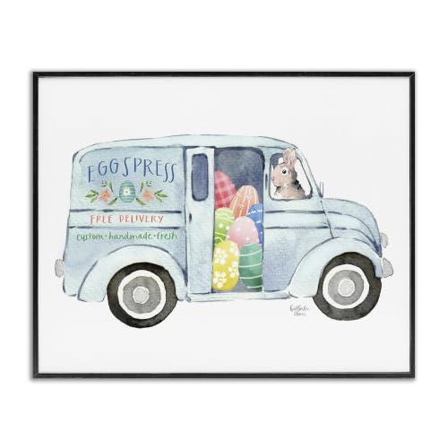 Patterned Easter Eggs Truck Bunny, 24 x 30 Inch Framed Giclée Print