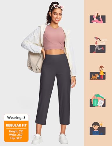 Image of ISEEGZ 15 inch / 18 inch / 21 inch / 25 inch Capri Pants for Women High Waist with Pockets Women's Capris Workout Yoga Pants Loose Straight Leg