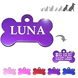 Para mascotas grandes hasta muy grandes. Material: Aluminio brillante. 50x34mm