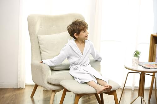 Image of TADO MUSLIN Organic Cotton Toddler Bathrobe, Soft and Breathable Baby Robe for Kid, Boy& Girl Hooded Robe Muslin