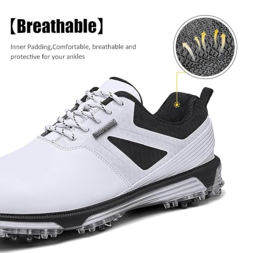 Image of ULTIANT Men's Golf Shoes Fixed Nailless Sole Waterproof Lightweight No-Slip Walking Shoes Size7.5-14