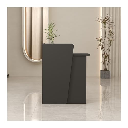 オフィス用木製コンピューターフロントデスク、鍵付き引き出し付きモダンなフロントデスク、受付カウンターテーブル、小売カウンター、チェックアウトサロン、ロビー、店舗用(K,L80cm/31.4in)