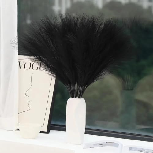 VIDSTW 30 Piezas Artificiales De Pampas, 55CM Pampas Secas Decoracion Boda Pampas Grass Hierba De Pampa Grass Grande Decoración de Ramo Seco Boho para Decoración del Hogar (Negro)
