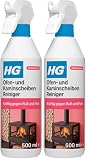 HG Ofenglasreiniger-Spray – Wirksamer Reiniger für Kamine, Öfen und Feuerstellen gegen Ruß, Teer und Fett – 500 ml (Packung mit 2)