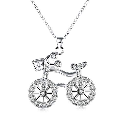 Pendentif vélo argent et zircone, bijou anti-ternissement femme