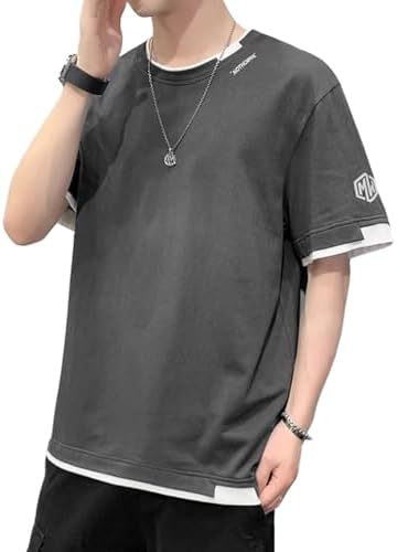 （06:30時点） [YEOREO] メンズ Ｔシャツ 半袖 五分袖 ゆったり ンズ 夏服 tシャツ 大きいサイズ かっこいい ビッグシルエット おしゃれ クルーネック 人気 無地 快適 夏-shenhui-XL