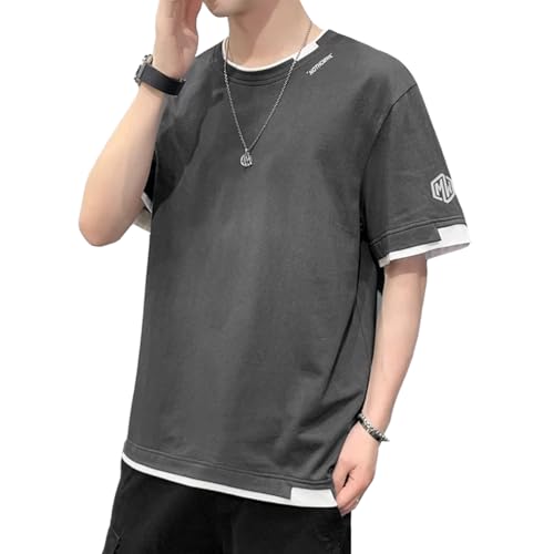 [YEOREO] メンズ Ｔシャツ 半袖 五分袖 ゆったり ンズ 夏服 tシャツ 大きいサイズ かっこいい ビッグシルエット おしゃれ クルーネック 人気 無地 快適 夏-shenhui-XLの商品画像（Amazon）