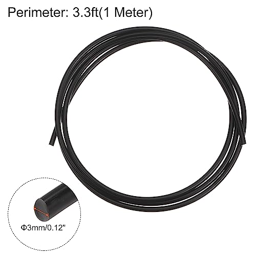 QUARKZMAN PU Übertragung Gürtel Polyurethan Rundriemen Antriebsriemen 3mm Durchmesser 3,3ft(1 Meter) Länge Glatte Oberfläche PU Urethan Gürtel für Antrieb Übertragung Schwarz