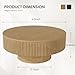 YOUDENOVA 31.5” Round Fluted Coffee Table, Modern Wood Circle Coffee Table, Veneer Handcrafted Relief Tea Table with Sturdy Pedestal for Living Room - Natural