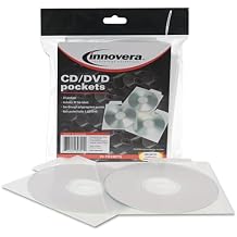 Innovera CD/DVD Pocket with Built-in Label Tab, Clear, 25/Pack