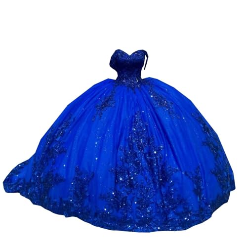 2025 Off Shoulder Glitter Sequined Flower Lace Ball Gown Aline Prom Formal Homecoming Dresses Long