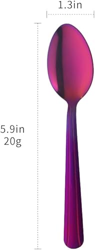 Miniatura 2 de QIBOMOON - Juego de cucharas de té de acero inoxidable para el hogar, cocina, restaurante, juego de 12 a 5.86 pulgadas, rojo mágico