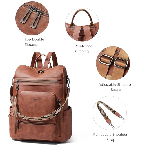 Image of Shrrie Vegan Leather Laptop Backpack for Women 15.6 inch Work Backpack Fashion Travel Backpack Purse for Business College