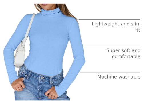 Image of Trendy Queen Womens Turtleneck Tops Winter Clothes | Long Sleeve Basic Shirts,Stretchy Fit,Tight Lightweight Fall Fashion 2026