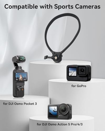 UTEBIT Neck Mount Action Camera Neck Mount Quick Release & Adjustable Chest Strap, 2-Prong Interface Chest Mount for GoPro Hero 13/12/11/10/9 DJI Osmo 360/Nano/Action 6/5 pro/4/3 for Insta360 Ace Pro