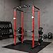 GarveeLife Power Cage Squat Rack for Home Gym, 1100 LB Capacity Power Rack with Pull-Up Bar, Dip Bars, & Adjustable Safety Bars, Strength Training for Home Gym, Red