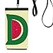D Alphabet Watermelon Fruit Cute Pattern Phone Wallet Purse Hanging Mobile Pouch Black Pocket